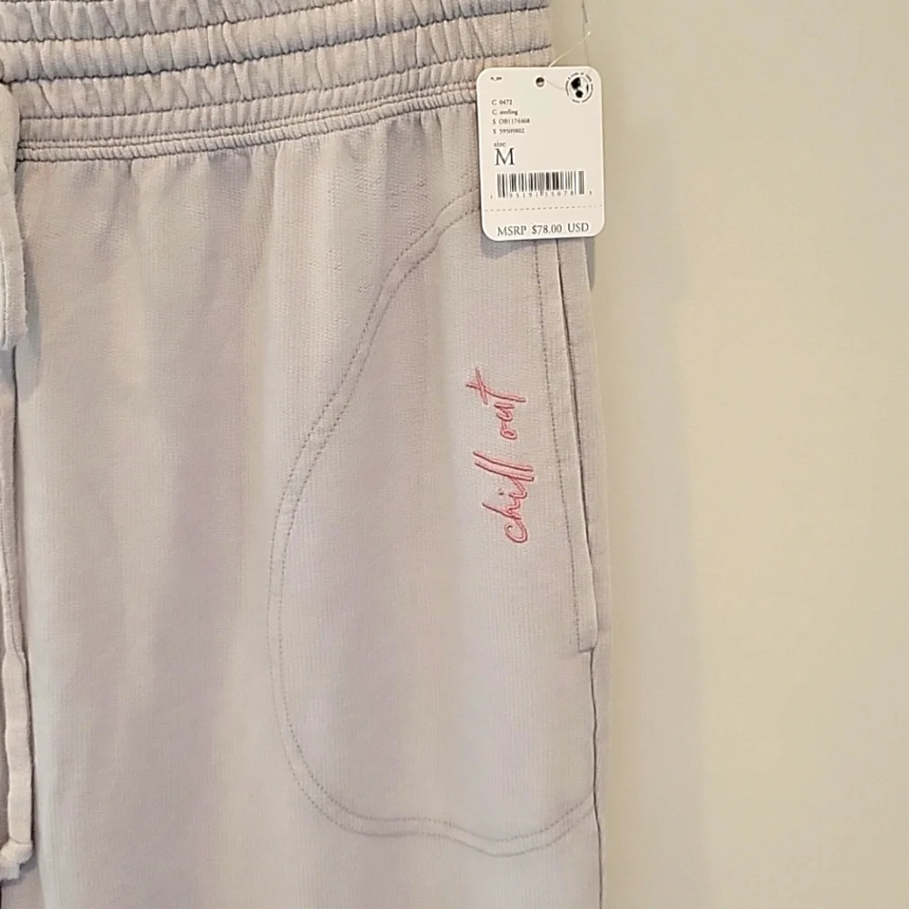 Free People Pale Blush Wide-Leg Drawstring Lounge Pants